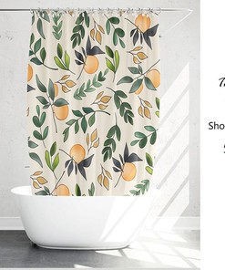 Orange Tree Curtain, Bright Fresh Color, Heavy Duty Polyester Shower Curtains, Waterproof Modern Home Bathroom Decoration