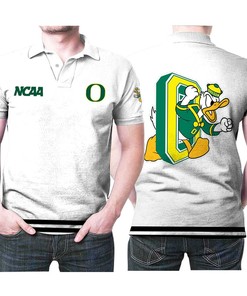 Oregon Ducks Ncaa Classic White With Mascot Logo 3D All Over Print Polo Shirt