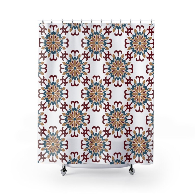 Oriental Shower Curtain, Mandala Shower Curtain, Ethnic Shower Curtain, Curtain For Bathroom, Fabric Boho Bath Curtain, Bathroom Decor Gift - Image 2