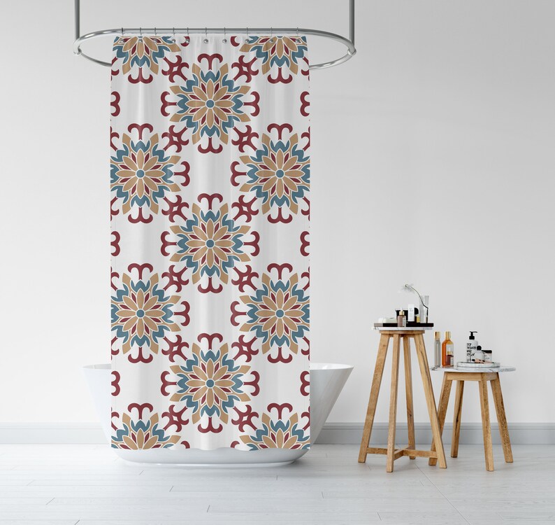 Oriental Shower Curtain, Mandala Shower Curtain, Ethnic Shower Curtain, Curtain For Bathroom, Fabric Boho Bath Curtain, Bathroom Decor Gift - Image 3