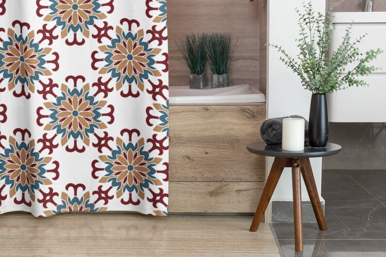 Oriental Shower Curtain, Mandala Shower Curtain, Ethnic Shower Curtain, Curtain For Bathroom, Fabric Boho Bath Curtain, Bathroom Decor Gift - Image 4