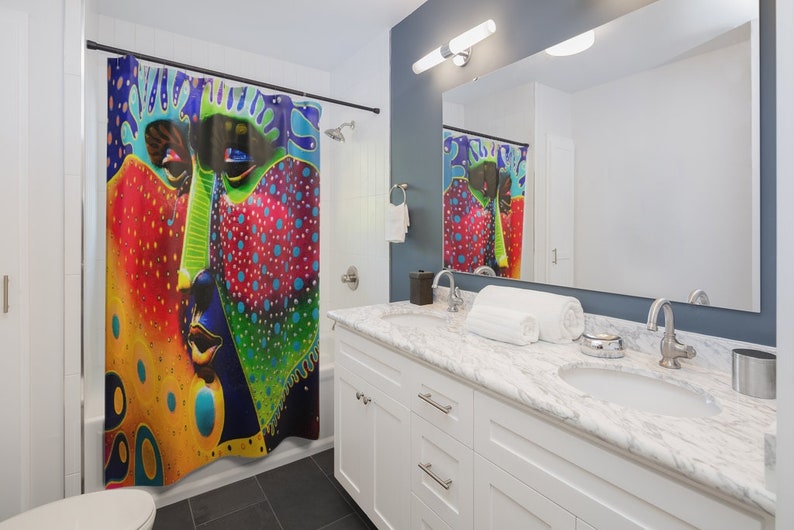 Original Artwork Shower Curtain, Street Art, Bathroom Art, Painting For The Shower - Image 2