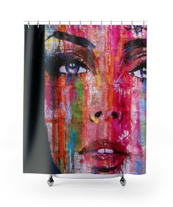 Original Artwork Shower Curtain, Street Art Design, Woman'S Face, Beautiful Woman Bath Curtain