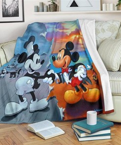 Original and Current Mickey Mouse Sherpa Fleece Blanket Gifts for Family, for Couple