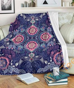 Ornamental Paisley Mandala Sherpa Fleece Blanket Gifts for Family, for Couple