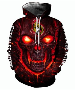 Ottawa Senators Halloween Hoodie 3D Skulls Pullover Nhl