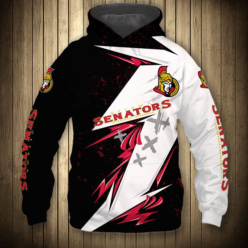 Ottawa Senators Hoodie 3D Thunder Design Pullover Nhl