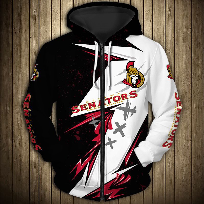 Ottawa Senators Hoodie 3D Thunder Design Pullover Nhl - Image 3