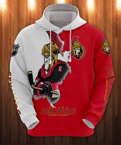Ottawa Senators Hoodie 3D Zip Hoodie 3D Cartoon Graphic Zip Hoodie for Fan