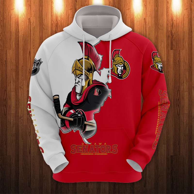 Ottawa Senators Hoodie 3D Zip Hoodie 3D Cartoon Graphic Zip Hoodie for Fan
