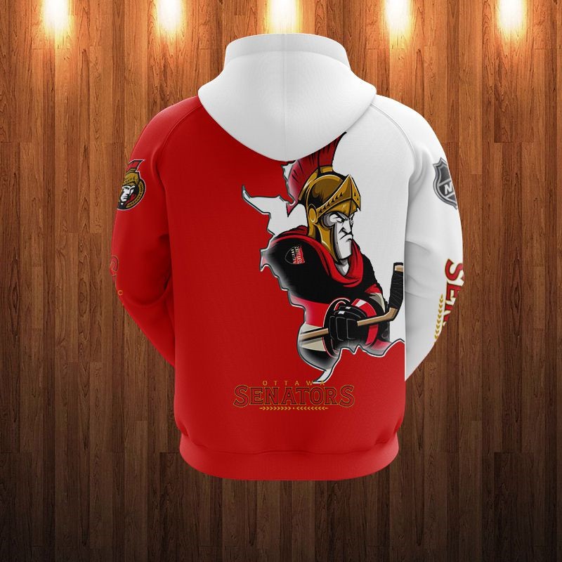 Ottawa Senators Hoodie 3D Zip Hoodie 3D Cartoon Graphic Zip Hoodie for Fan - Image 2