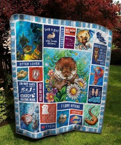 Otter Lover Just A Girl Who Loves Otters Quilt Blanket Bedding Set