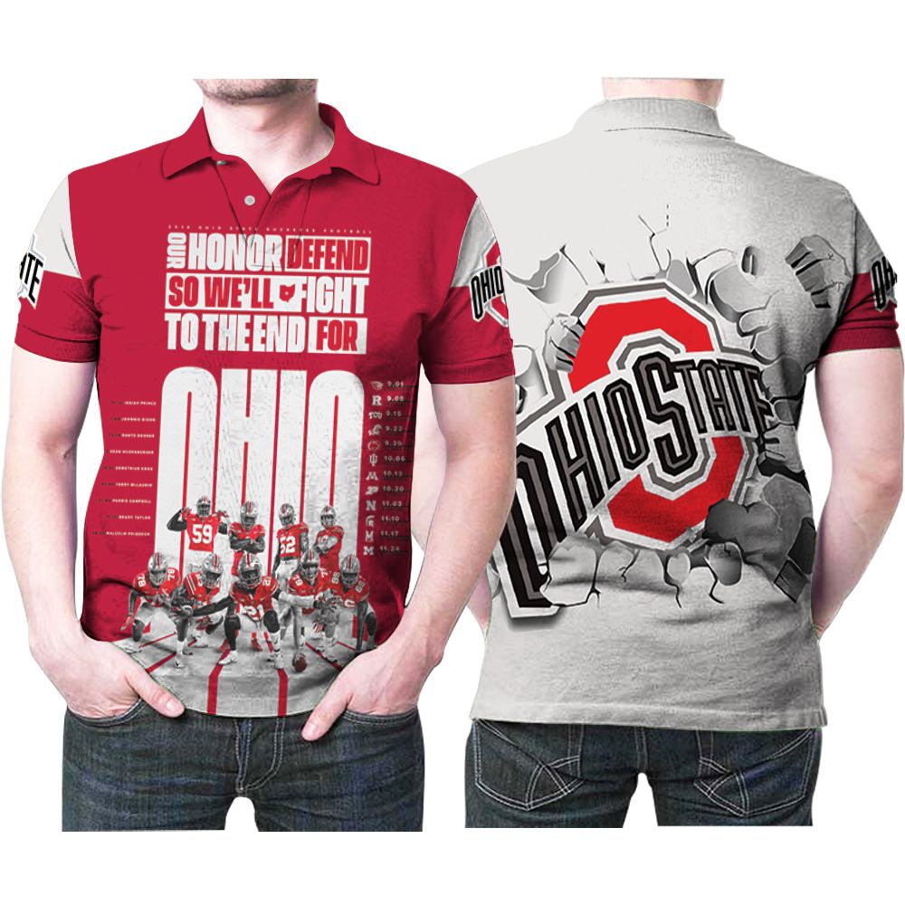 Our Honor Defend So Well Fight To The End For Ohio State Buckeyes Football Team Polo Shirt
