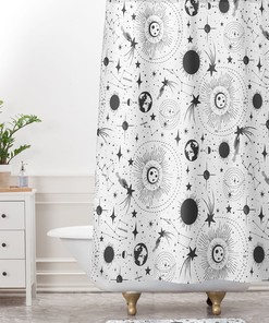 Outer Space Shower Curtain Bathroom Curtain, Black And White Shower Curtain Bathroom Décor