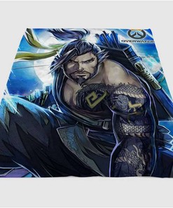 Overwatch Hanzo Sherpa Fleece Blanket Gifts for Family, for Couple