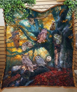 Owl Fleece Blanket Quilt Blanket Bedding Set for Home Décor