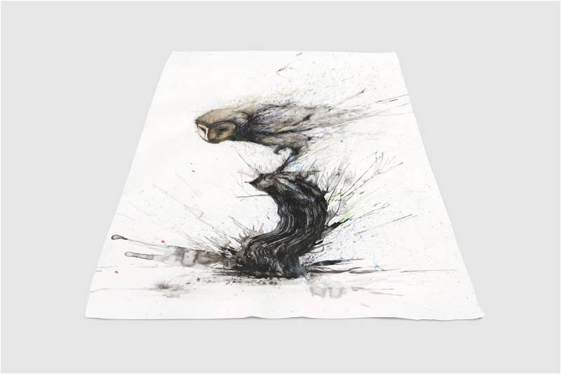 Owl Landing Sherpa Fleece Blanket Gifts for Family, for Couple