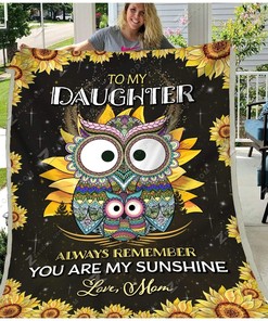 Owl To My Daughter From Mom Remember You Are My Sunshine Personalized Quilt Blanket Bedding Set