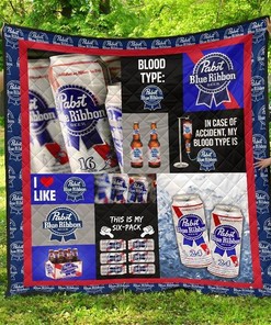 Pabst Blue Ribbon Funny Gift For Beer Lover Quilt