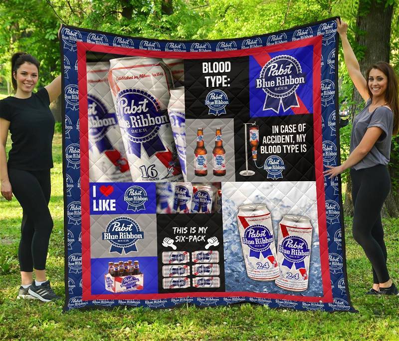 Pabst Blue Ribbon Funny Gift For Beer Lover Quilt