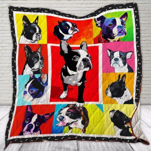 Painting Art Boston Terrier Quilt Blanket Bedding Set