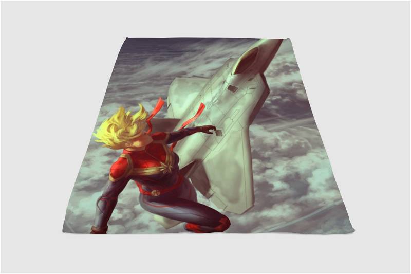 Painting Captain Marvel Sherpa Fleece Blanket Gifts for Family, for Couple