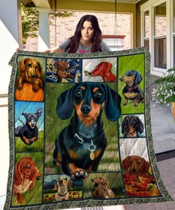 Painting Dog Dachshund Painting Quilt Blanket Bedding Set