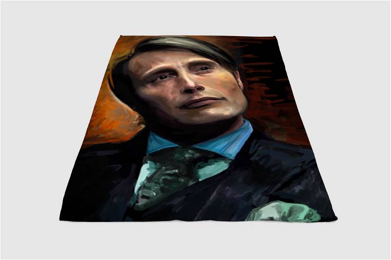 Painting Hannibal Lecter Sherpa Fleece Blanket Gifts for Family, for Couple
