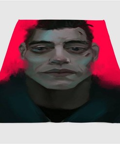 Painting Of Rami Malek Mr Robot Sherpa Fleece Blanket Gifts for Family, for Couple