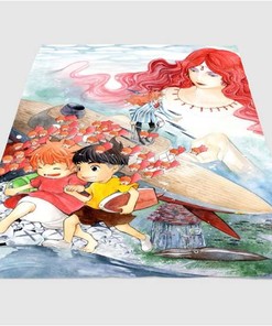 Painting Scene Ponyo Sherpa Fleece Blanket Gifts for Family, for Couple