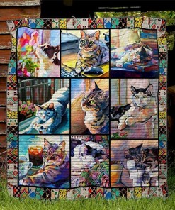 Paintings In Watercolor Cat Lo Quilt Blanket Bedding Set