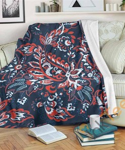 Paisley Floral Bohemian Pattern Sherpa Fleece Blanket Gifts for Family, for Couple