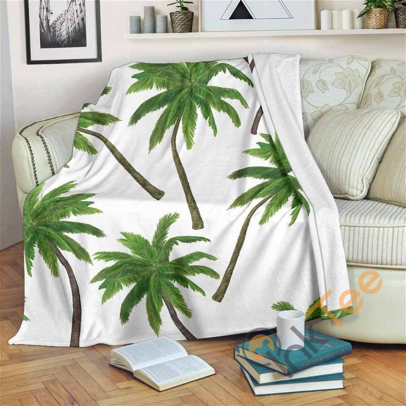 Palm Tree Pattern Sherpa Fleece Blanket Gifts for Family, for Couple