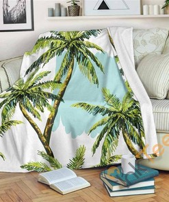 Palm Tree Tropical Pattern Sherpa Fleece Blanket Gifts for Family, for Couple