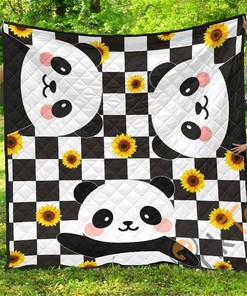 Panda And Sunflower Premium Quilt