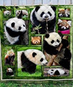 Panda Baby Photography Art Quilt Blanket Bedding Set