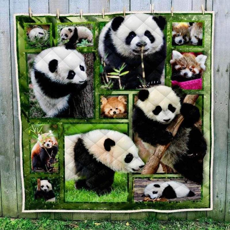 Panda Baby Photography Art Quilt Blanket Bedding Set