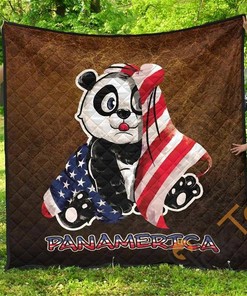Panda Us Flag Quilt With Pilliwcases Option
