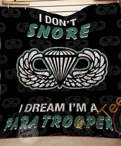 Paratrooper I Don'T Snore I Dream I'm Quilt Blanket Bedding Set