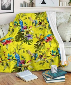 Parrot Tropical Pattern Sherpa Fleece Blanket Gifts for Family, for Couple