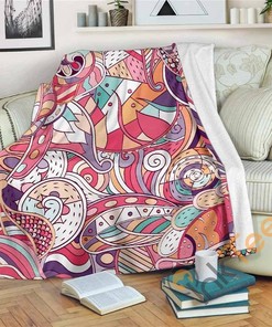 Pastel Bohemian Floral Pattern Sherpa Fleece Blanket Gifts for Family, for Couple