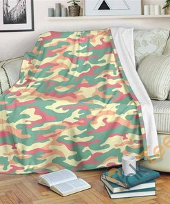 Pastel Camouflage Sherpa Fleece Blanket Gifts for Family, for Couple