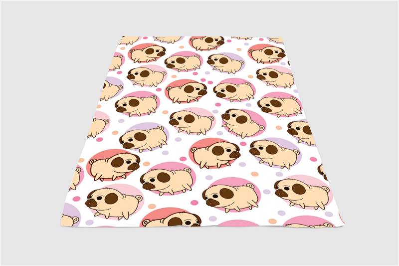 Pastel Dog Pattern Sherpa Fleece Blanket Gifts for Family, for Couple