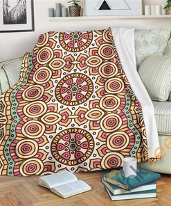 Pastel Ethnic Mandala Sherpa Fleece Blanket Gifts for Family, for Couple