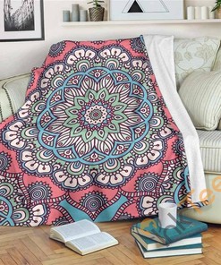 Pastel Mandala Bohemian Pattern Sherpa Fleece Blanket Gifts for Family, for Couple