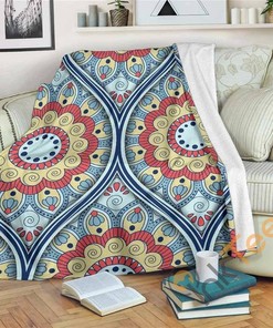 Pastel Ornament Mandala Sherpa Fleece Blanket Gifts for Family, for Couple