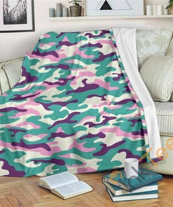 Pastel Teal And Purple Camouflage Sherpa Fleece Blanket Gifts for Family, for Couple