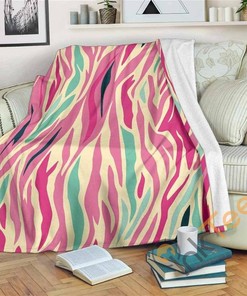 Pastel Zebra Pattern Sherpa Fleece Blanket Gifts for Family, for Couple