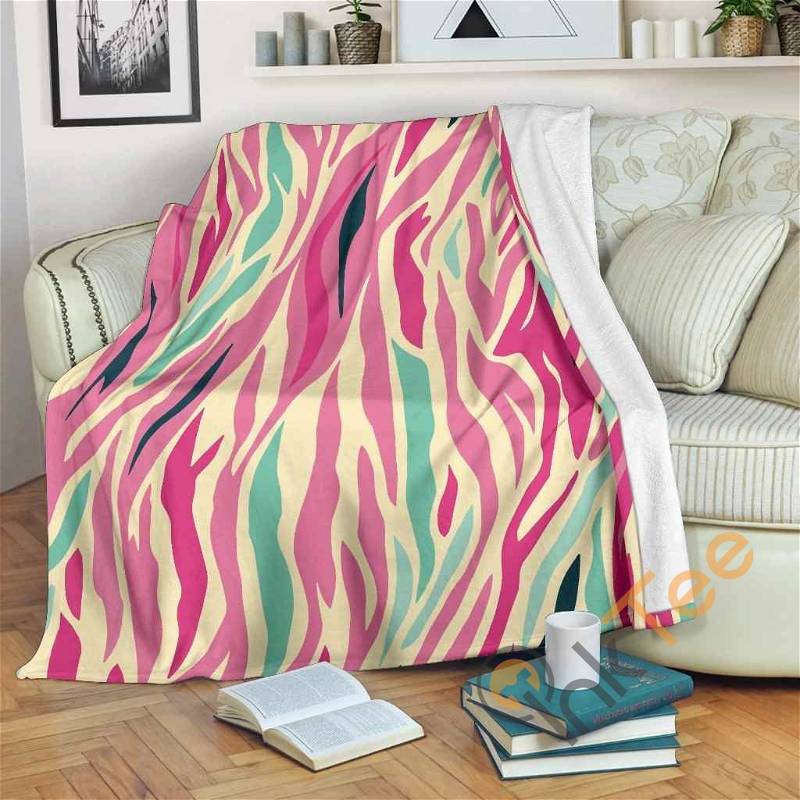 Pastel Zebra Pattern Sherpa Fleece Blanket Gifts for Family, for Couple