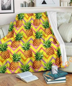 Pastel Zig Zag Pineapple Pattern Sherpa Fleece Blanket Gifts for Family, for Couple